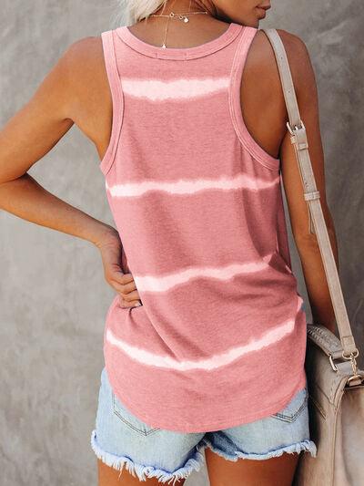 Full Size Tie Dye Round Neck Tank - Chic Yana's Fashion