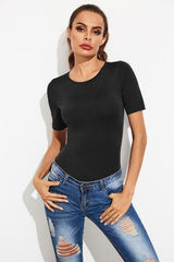 Round Neck Short Sleeve Bodysuit 1 - Chic Yana's Fashion