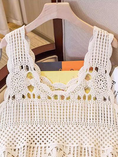 Openwork Scoop Neck Tank - Chic Yana's Fashion