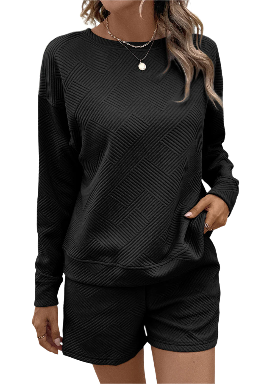 Round Neck Dropped Shoulder Top and Shorts Set – Chic Yana’s Fashion