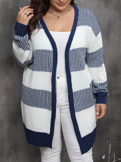 Plus Size Open Front Long Sleeve Cardigan 1 - Chic Yana's Fashion