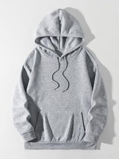 Drawstring Dropped Shoulder Hoodie - Chic Yana's Fashion