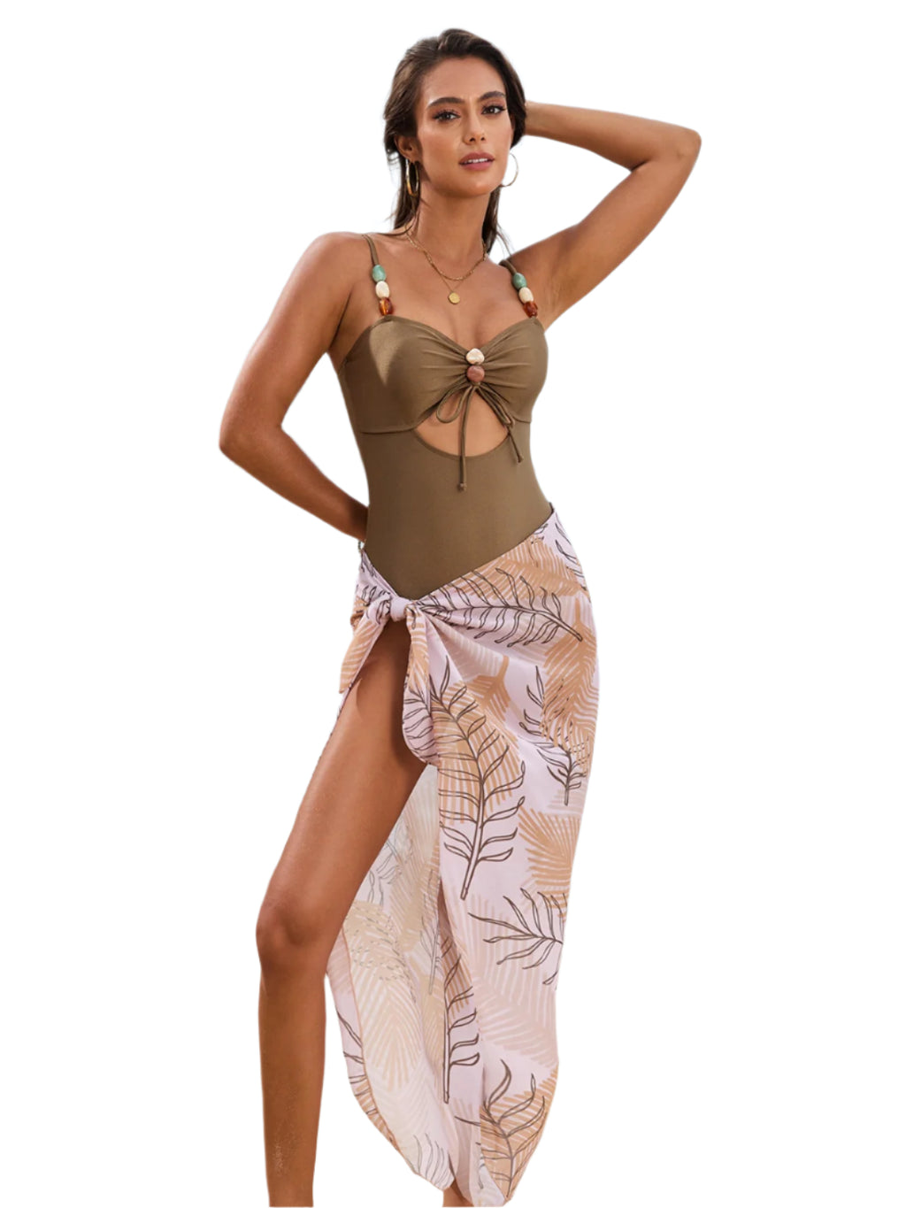 Cutout Sweetheart Neck One Piece Swimwear And Cover Up Swim Set - Stylish and Trendy Women's Fashion from Chic Yana's Fashion