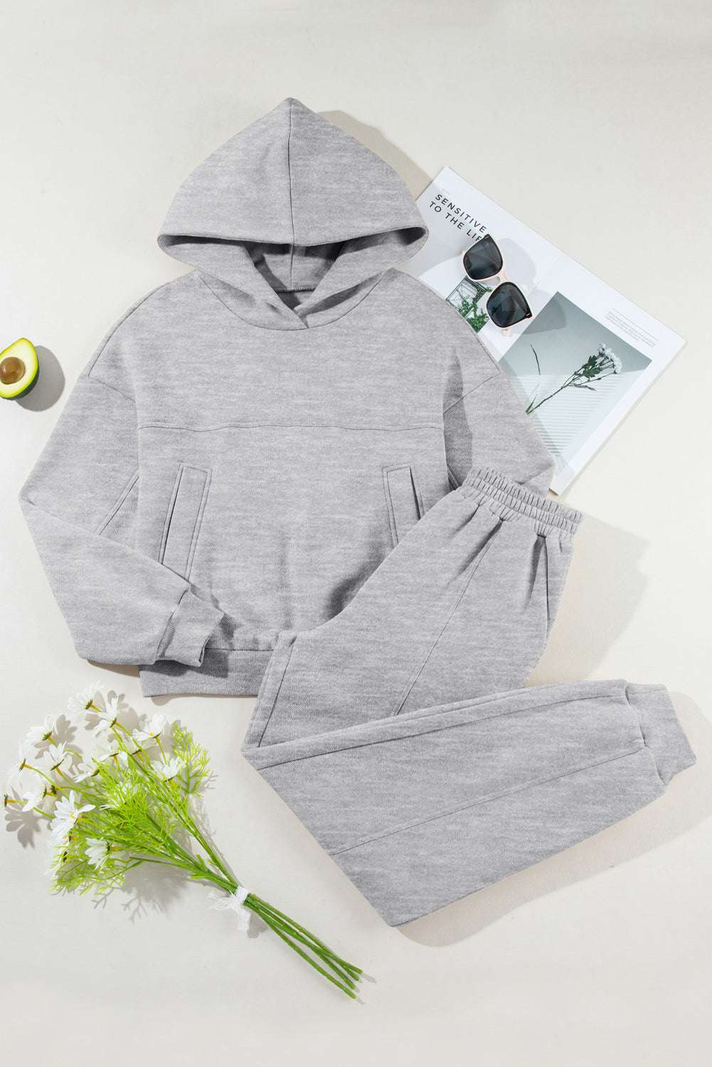 Dropped Shoulder Long Sleeve Hoodie and Pants Active Set – Chic Yana’s Fashion