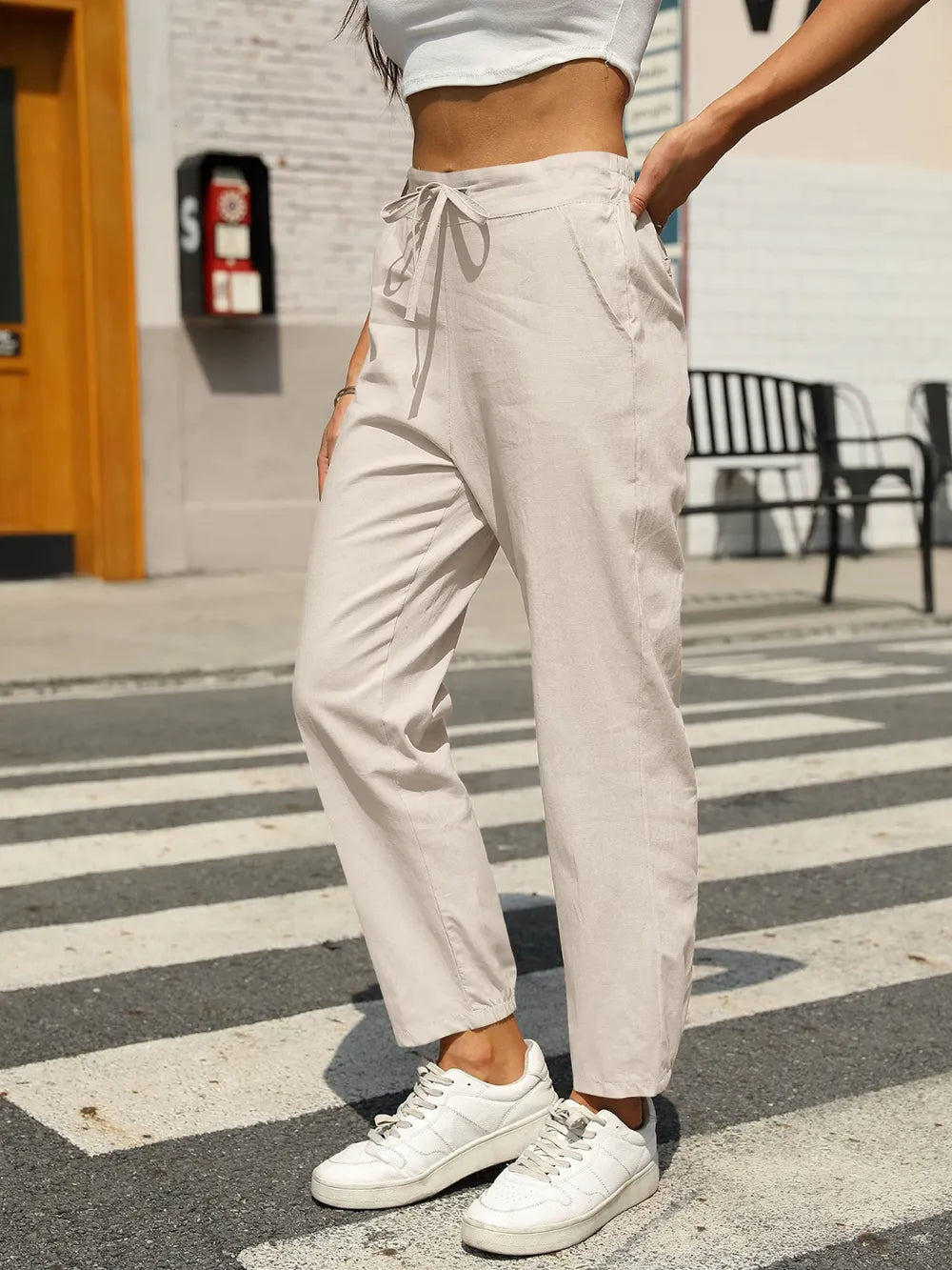 Elastic Waist Tapered Pants – stylish women's fashion from Chic Yana's Fashion
