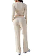 Devine Round Neck Long Sleeve Top and Pants Set - Shop Now at Chic Yana's Fashion