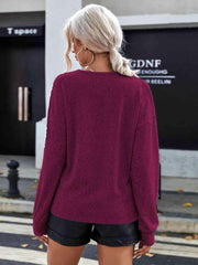 Lace Detail V Neck Long Sleeve Top - Chic Yana's Fashion