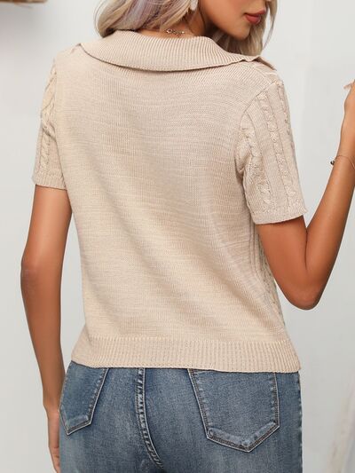 Cable Knit Short Sleeve Top - Chic Yana's Fashion