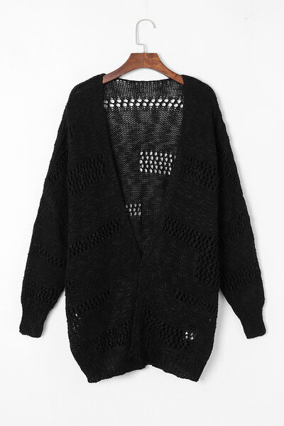 Openwork Open Front Long Sleeve Cardigan - Chic Yana's Fashion