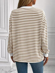 Ivy Lane Striped Round Neck Long Sleeve Sweatshirt - Chic Yana's Fashion