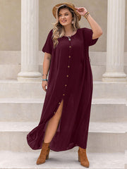 Plus Size Round Neck Half Sleeve Dress - Chic Yana's Fashion