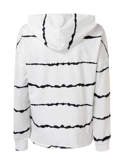 Drawstring Striped Long Sleeve Hoodie - Chic Yana's Fashion