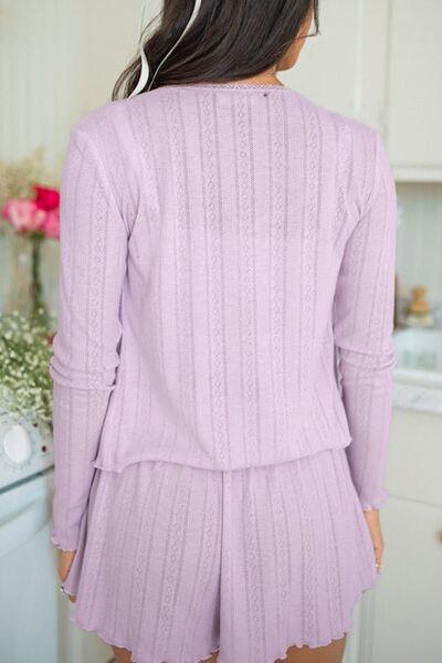 Button Down Cardigan Cami And Shorts Set - Chic Yana's Fashion
