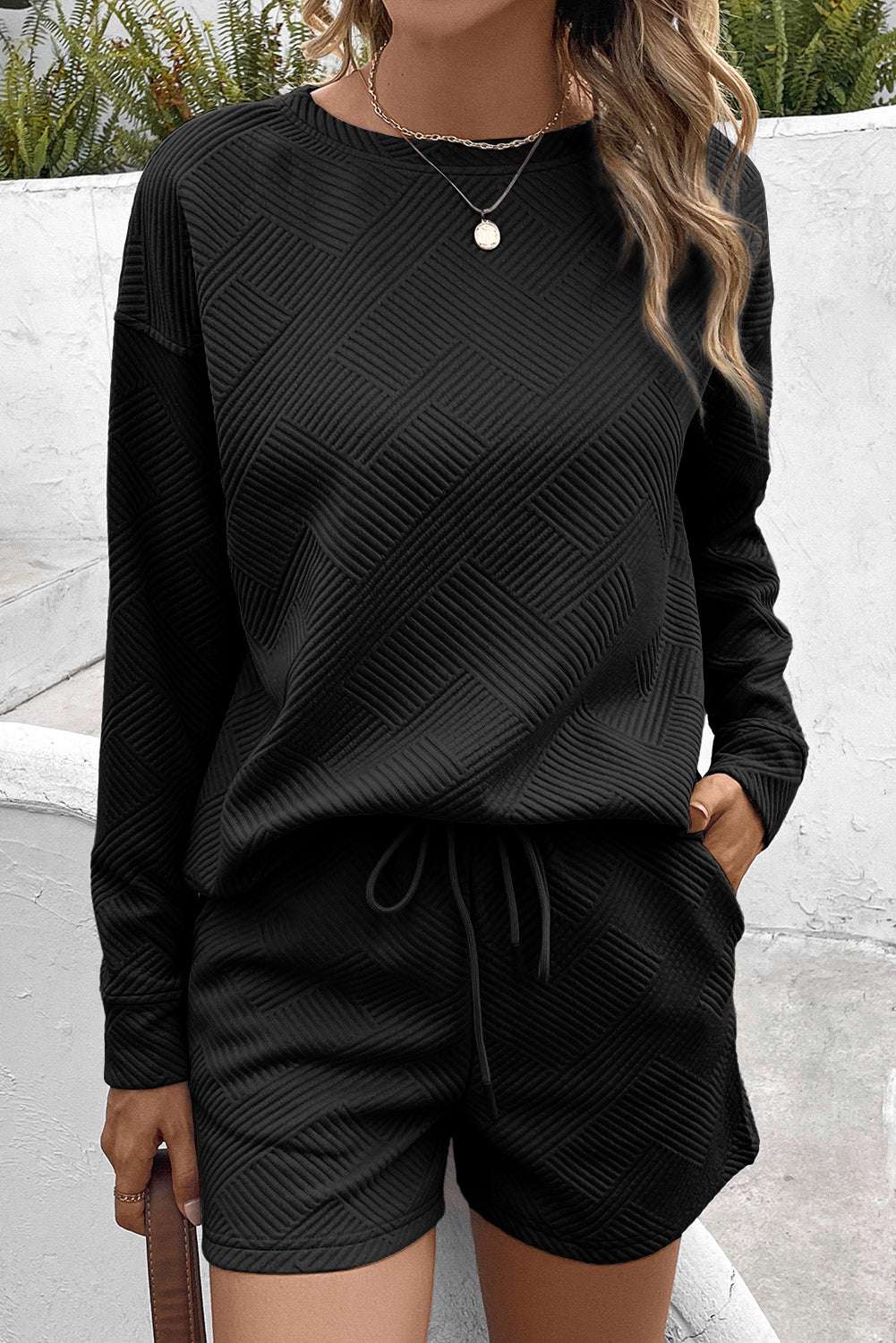 Round Neck Dropped Shoulder Top and Shorts Set – Chic Yana’s Fashion