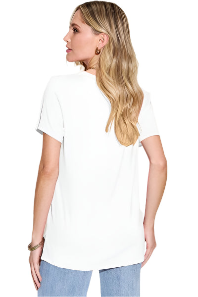 Basic Bae Bamboo Full Size V Neck High Low T Shirt - Chic Yana's Fashion