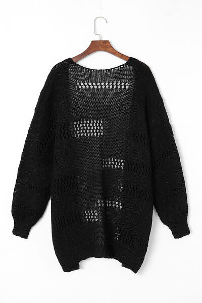 Openwork Open Front Long Sleeve Cardigan - Chic Yana's Fashion