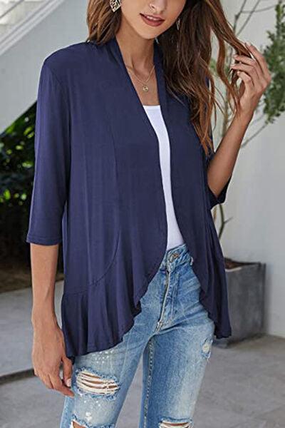 Open Front Three Quarter Sleeve Cardigan - Chic Yana's Fashion