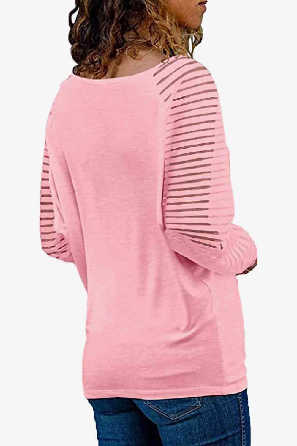 V Neck Long Raglan Sleeve Top - Chic Yana's Fashion