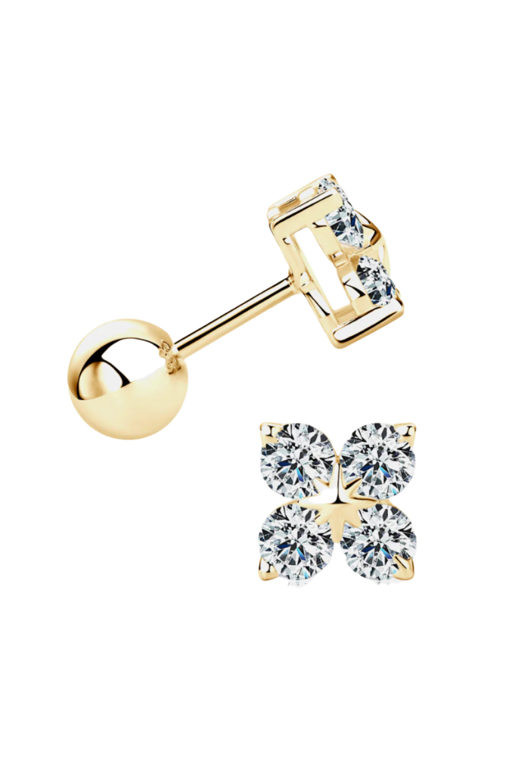 Moissanite 925 Sterling Silver Four-Leaf Clover Shape Earrings - Fashion Jewelry by Chic Yana's Fashion