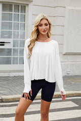 Cutout Back Round Neck Long Sleeve T Shirt - Chic Yana's Fashion