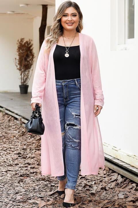 Open Front Long Sleeves Slit Cardigan - Chic Yana's Fashion