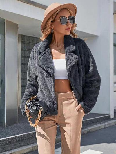 Ivy Lane Plush Open Front Dropped Shoulder Jacket - Chic Yana's Fashion