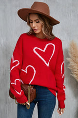 Angel Wings Heart Dropped Shoulder Long Sleeve Sweater - Chic Yana's Fashion