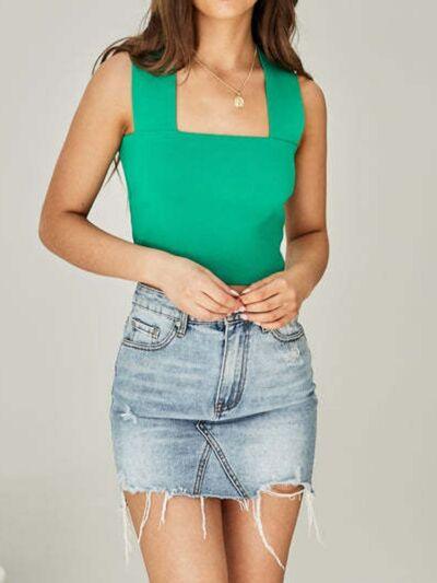 Square Neck Wide Strap Tank - Chic Yana's Fashion