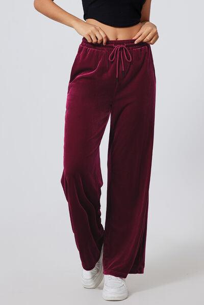 Drawstring Wide Leg Active Pants 1 - Chic Yana's Fashion