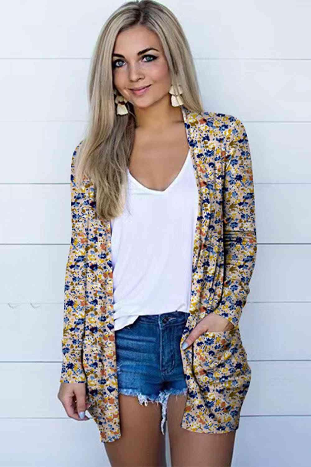 Printed Long Sleeve Cardigan - Chic Yana's Fashion