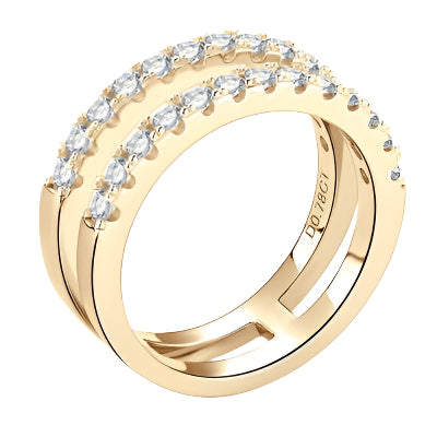 925 Sterling Silver Moissanite Double Layered Ring - Chic Yana's Fashion