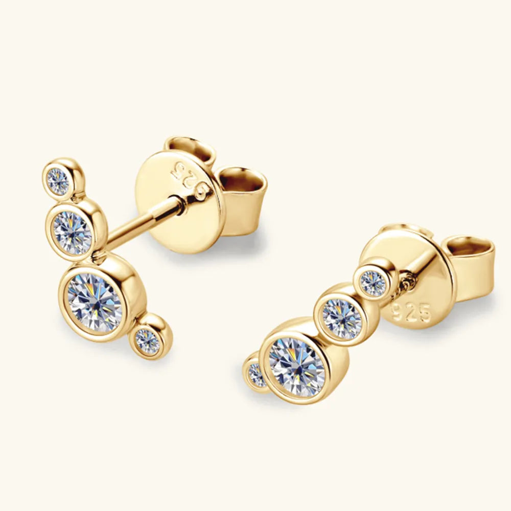 Moissanite 925 Sterling Silver Stud Earrings - Fashion Jewelry by Chic Yana's Fashion
