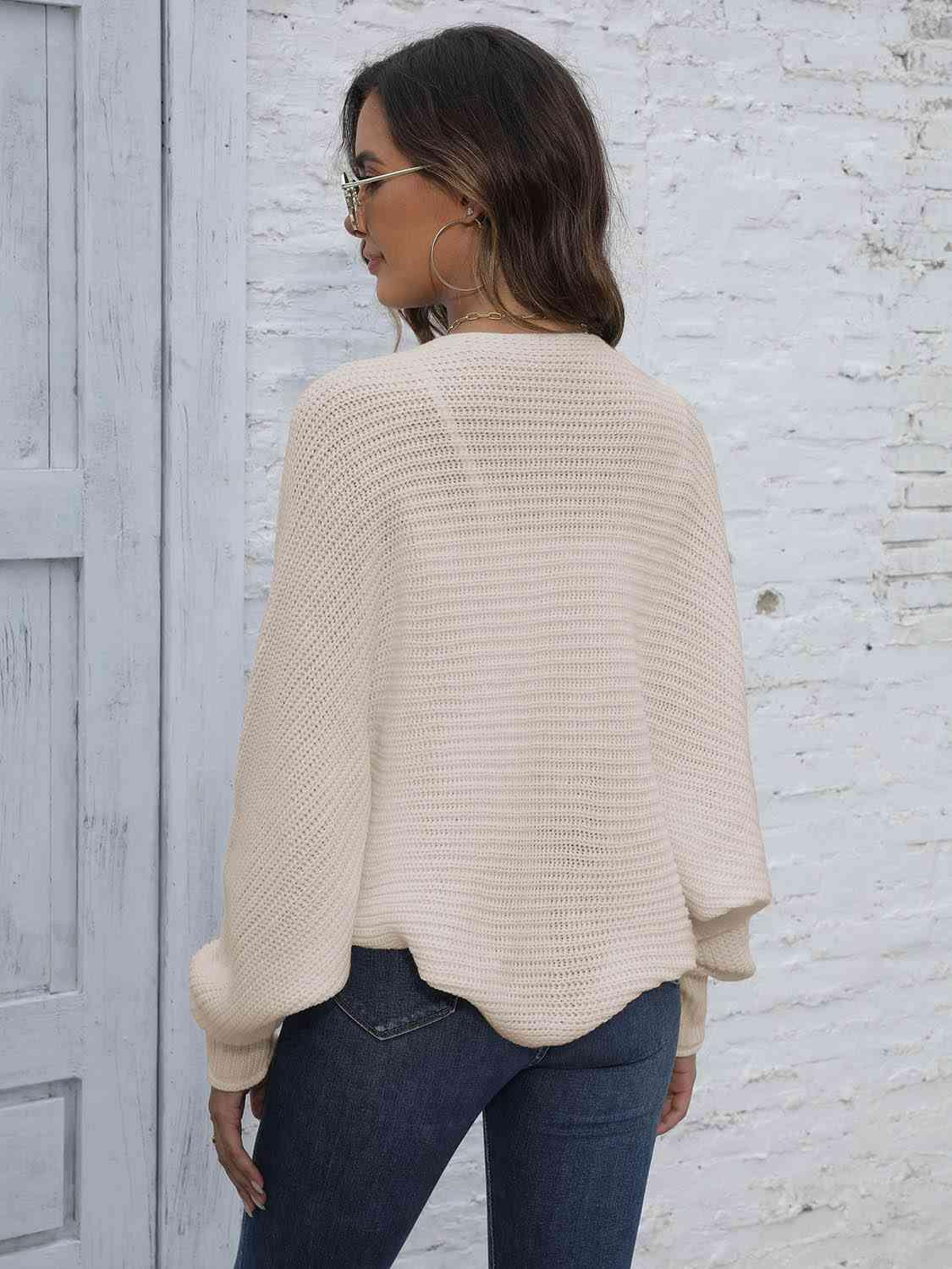 Bat Sleeve Open Front Short Cardigan - Chic Yana's Fashion