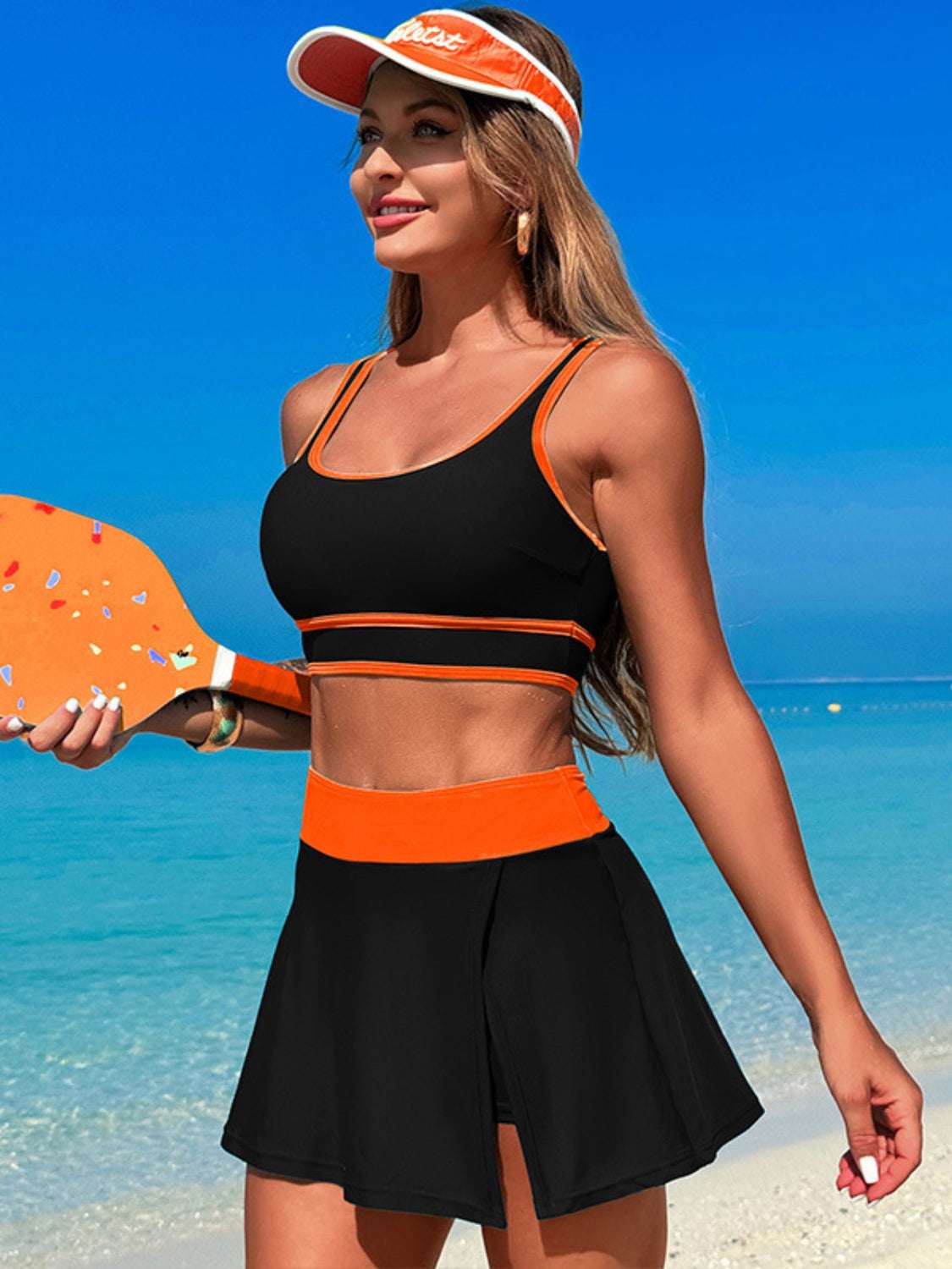 Scoop Neck Top And Skort Swim Set - Stylish and Trendy Women's Fashion from Chic Yana's Fashion