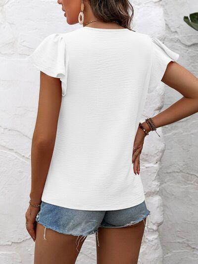 Mandy Round Neck Cap Sleeve T Shirt - Chic Yana's Fashion