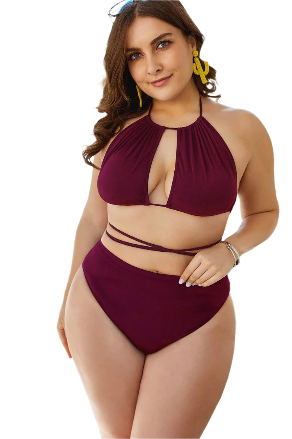 Plus Size Cutout Tied Backless Bikini Set - Stylish and Trendy Women's Fashion from Chic Yana's Fashion