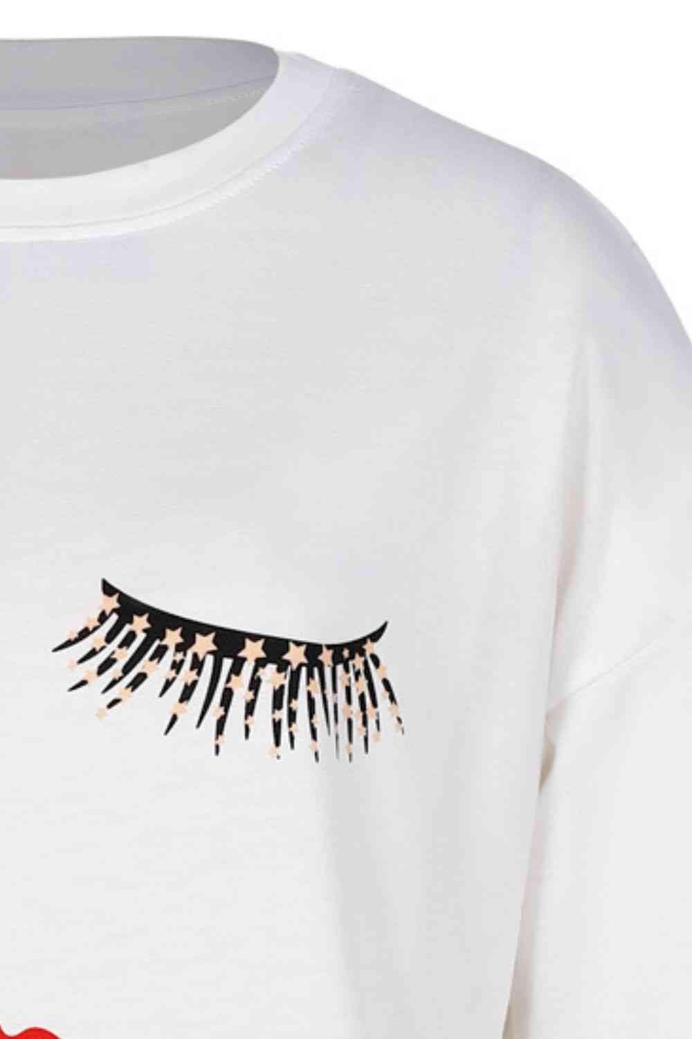 Graphic Dropped Shoulder Round Neck Sweatshirt - Chic Yana's Fashion