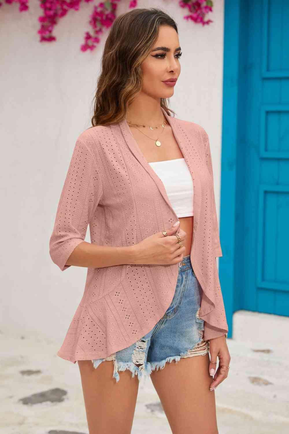 Half Sleeve Open Front Cardigan - Chic Yana's Fashion