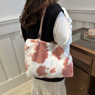 Cow Print Furry Tote Bag - Chic Yana's Fashion