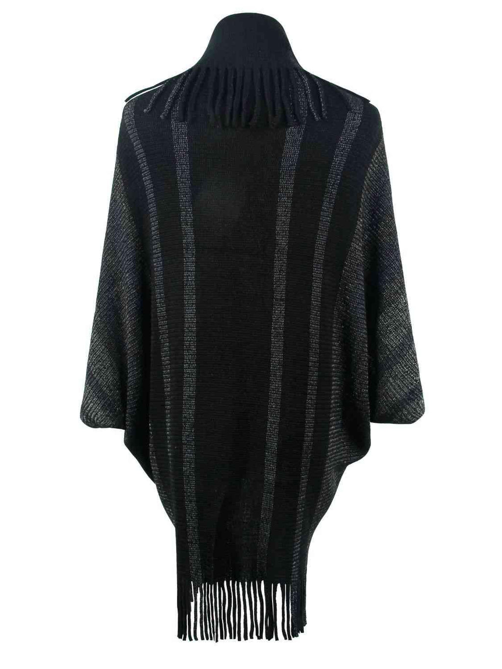 Fringe Detail Open Front Poncho - Chic Yana's Fashion