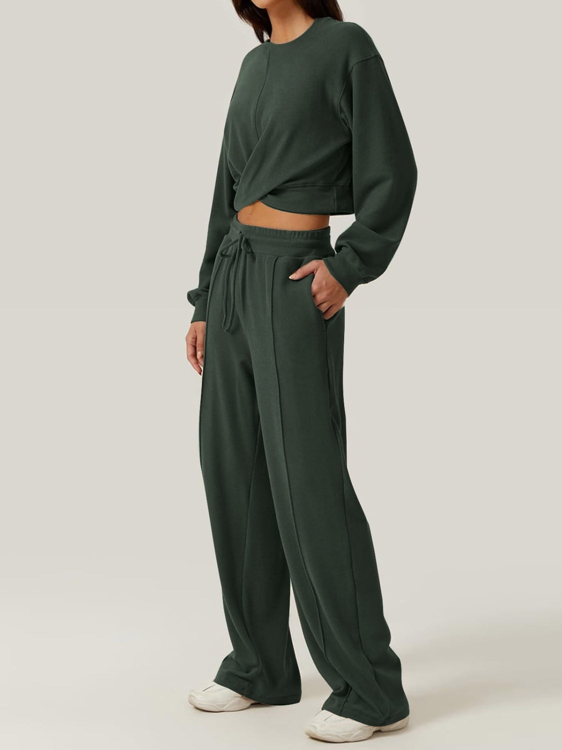 Crisscross Round Neck Top and Drawstring Pants Set – Chic Yana’s Fashion