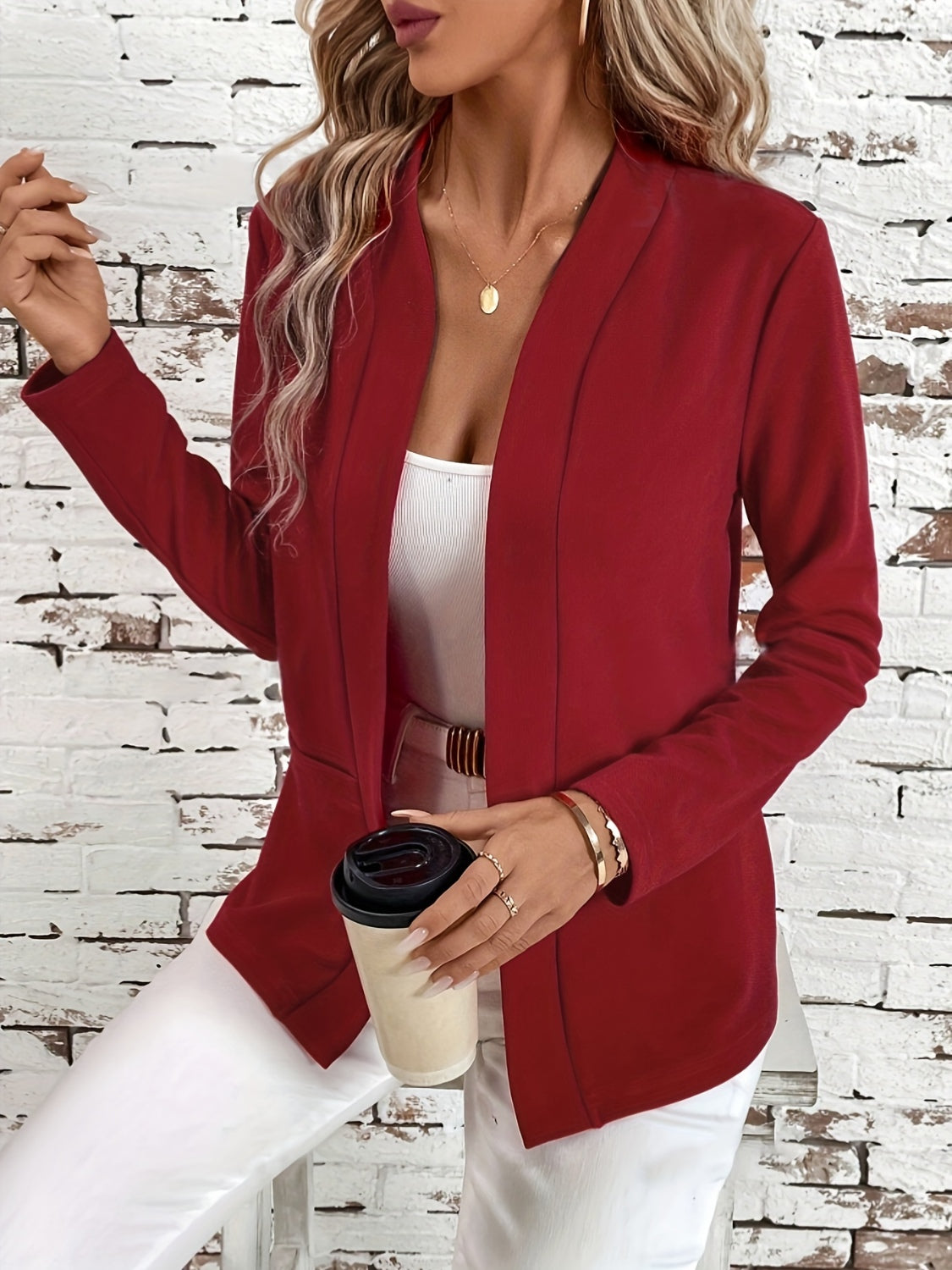 Solid Color Open Front Long Sleeve Cardigan - Chic Yana’s Fashion