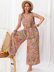 Plus Size Printed Wide Leg Sleeveless Jumpsuit - Chic Yana's Fashion