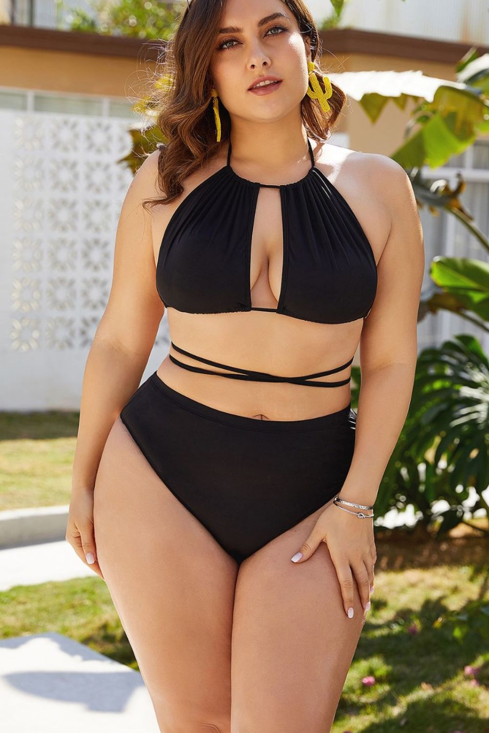 Plus Size Cutout Tied Backless Bikini Set - Stylish and Trendy Women's Fashion from Chic Yana's Fashion