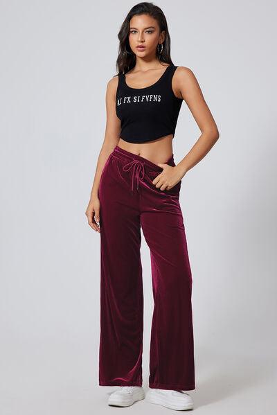 Drawstring Wide Leg Active Pants 1 - Chic Yana's Fashion