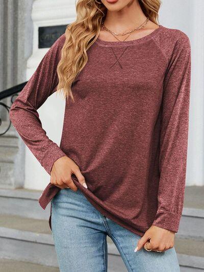 Round Neck Long Sleeve T Shirt - Chic Yana's Fashion