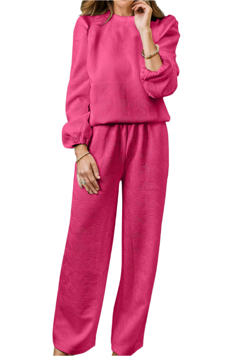 Round Neck Long Sleeve Top and Pants Set – Chic Yana’s Fashion