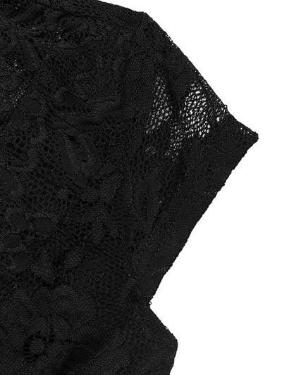 Perfee Lace V Neck Cap Sleeve Bodysuit - Chic Yana's Fashion