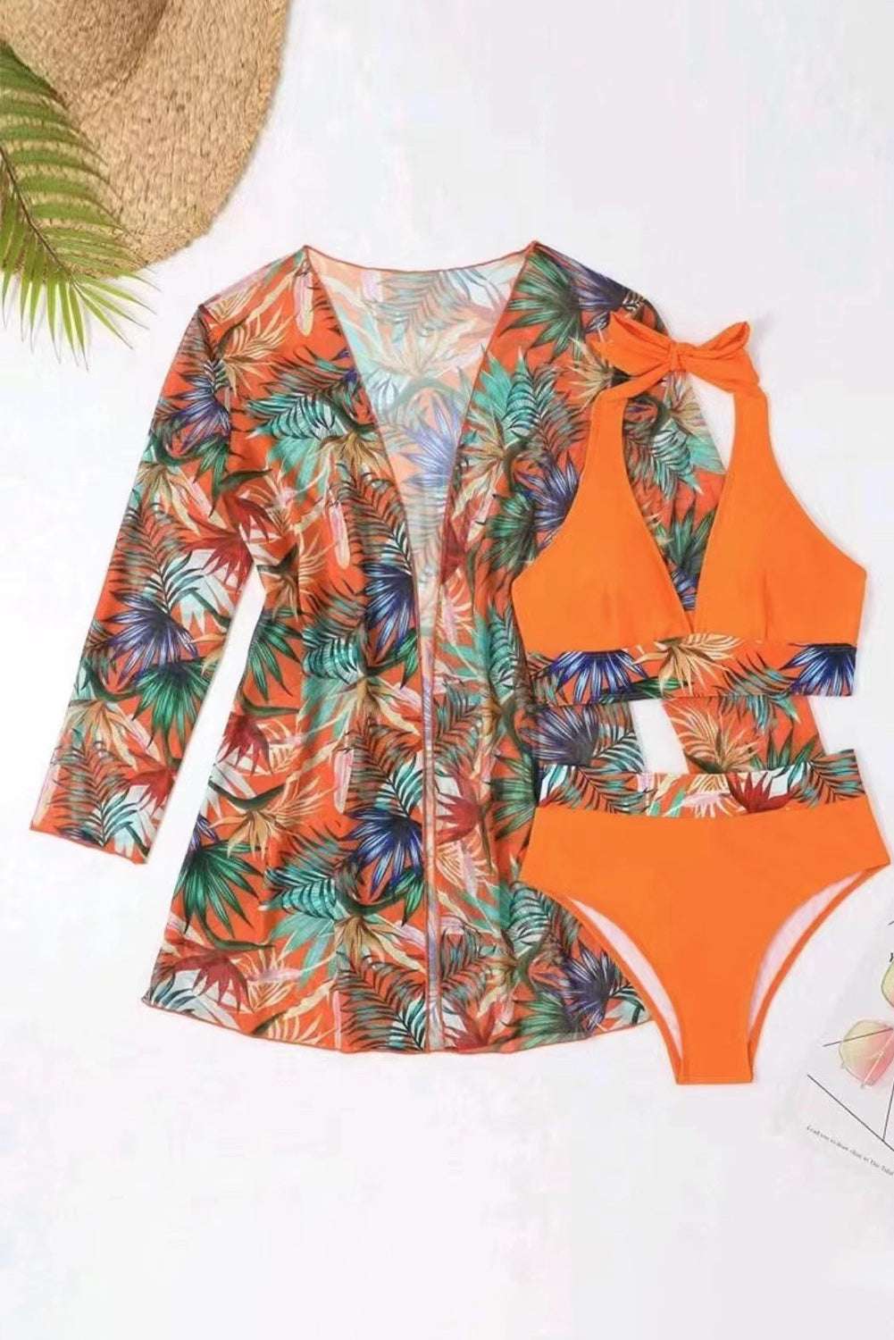 Printed Halter Neck Three Piece Swim Set - Stylish and Trendy Women's Fashion from Chic Yana's Fashion