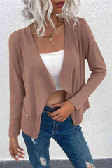 Open Front Zipper Pocket Cardigan - Chic Yana's Fashion